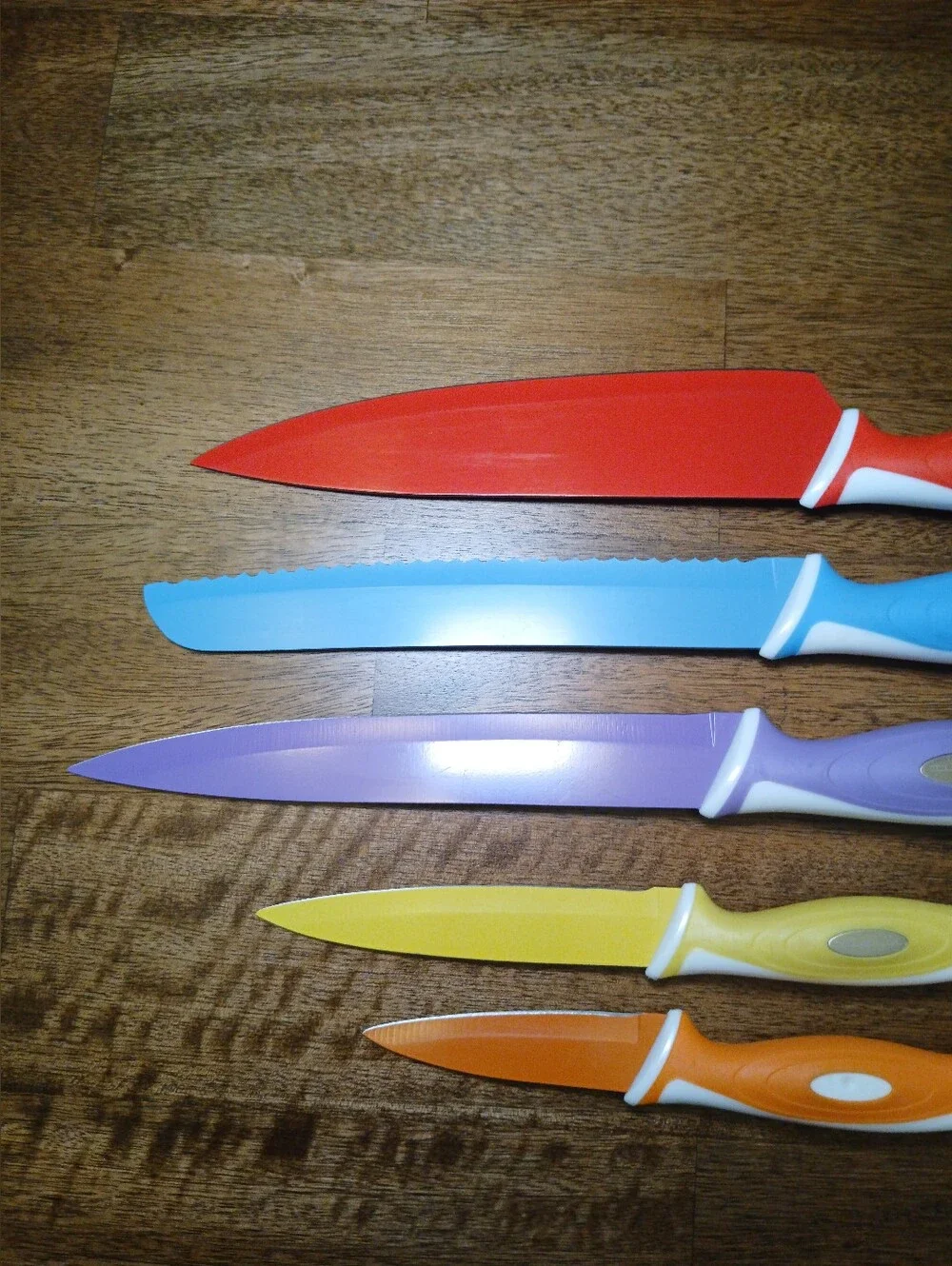 Colorful 10pc Kitchen Knife Set - Red, Blue, Purple, Yellow, Orange